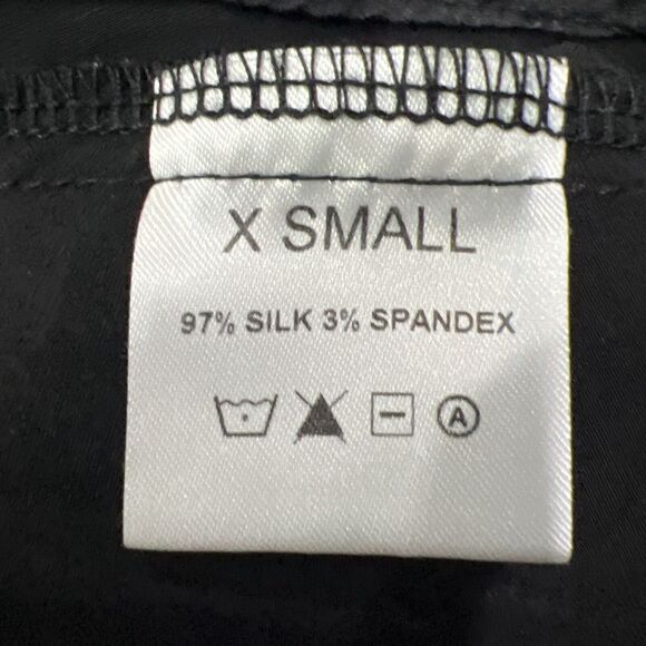 Taylor Tillman Size XS Black Berk Silk Faux Wrap Mini Dress Balloon Sleeve - Picture 9 of 9